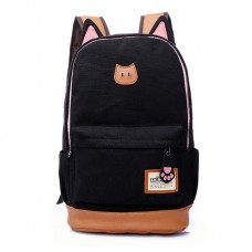 Backpack Women Cute School Cat earShoulder Bag Rucksack Canvas Travel bags