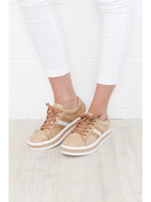 Pepe Camel Stripe Leather Sneaker