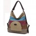 Women Canvas Stripe Shoulder Bags Casual Capcity Multifunction Backpack Students School Bags