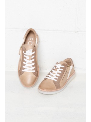 Icon Taupe Leather Zip Sneaker