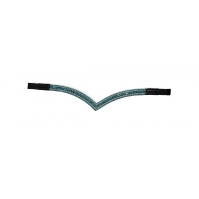 Turquoise and Silver  Double Crystal V Browband