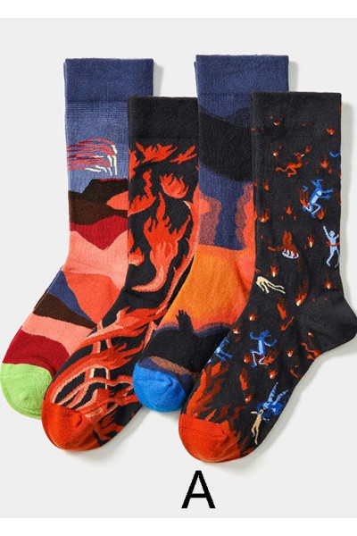 Simple Sports Street Print Cotton Crew Socks