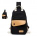 Multifunctional Women Canvas Backpack Pu Leather Chest Bag